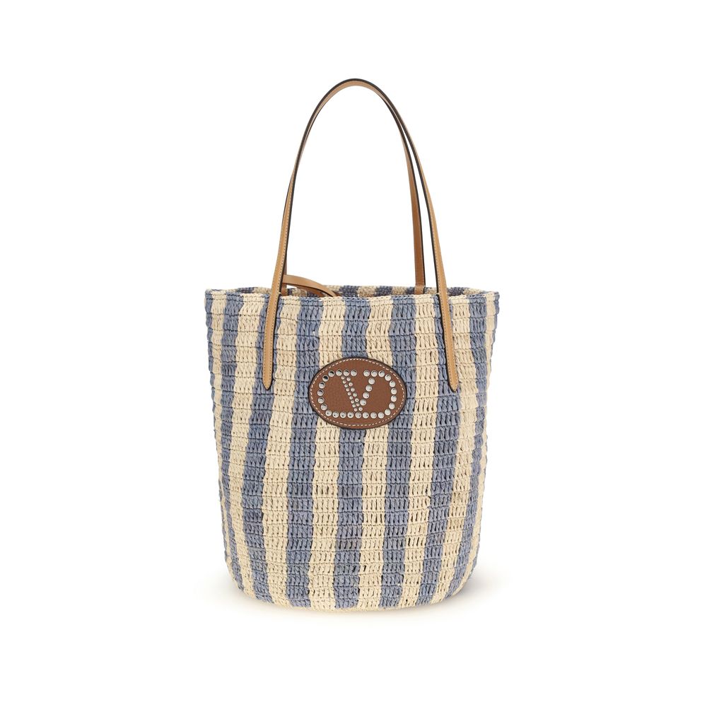 Valentino Garavani Multicolor Raffia Backet Bag-1