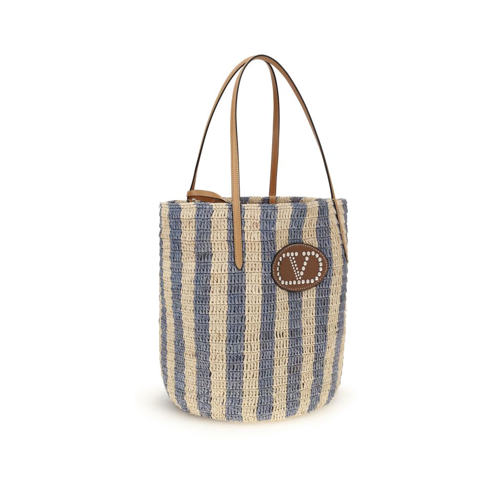 Valentino Garavani Multicolor Raffia Backet Bag-2