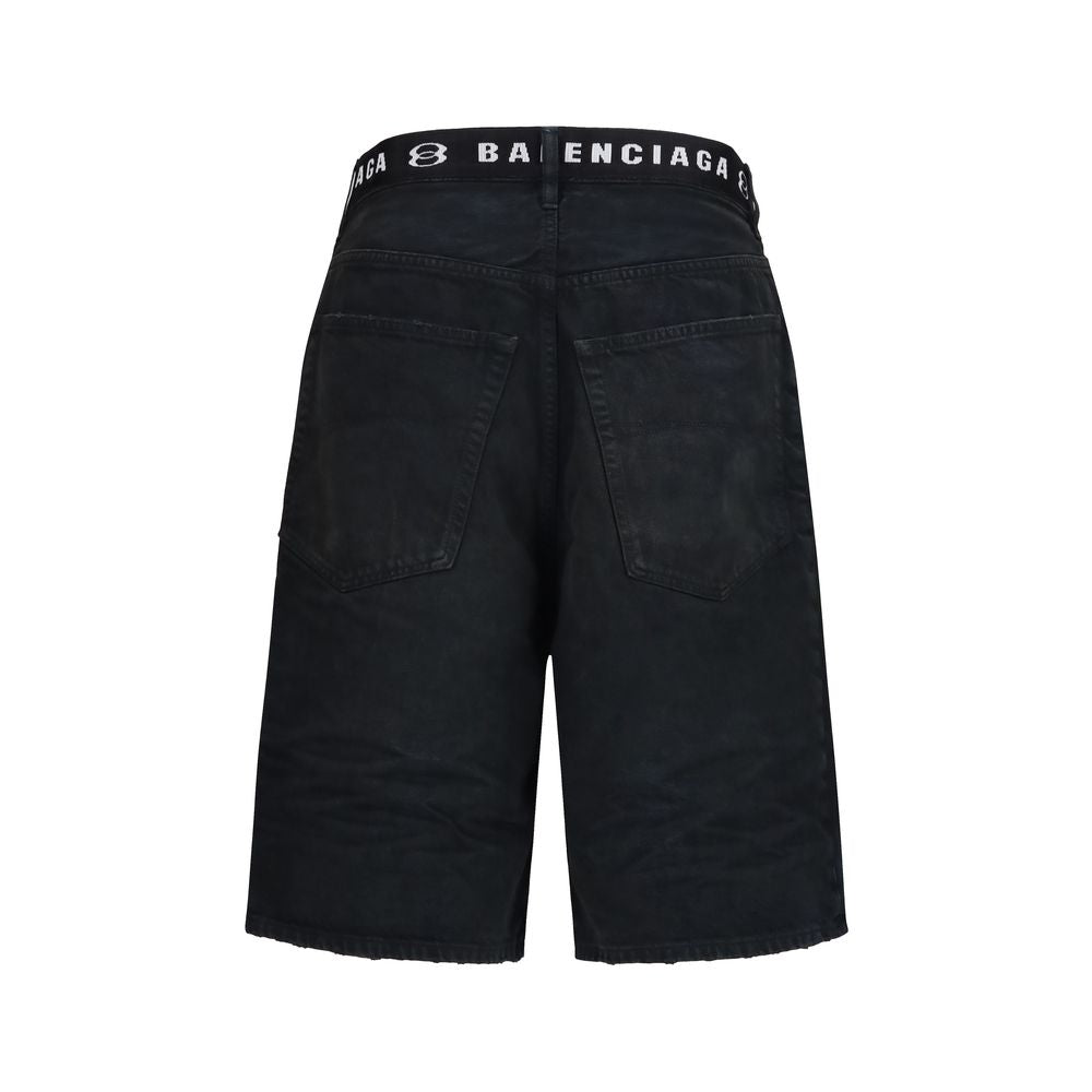 Balenciaga Schwarze Baumwoll-Bermudashorts-2