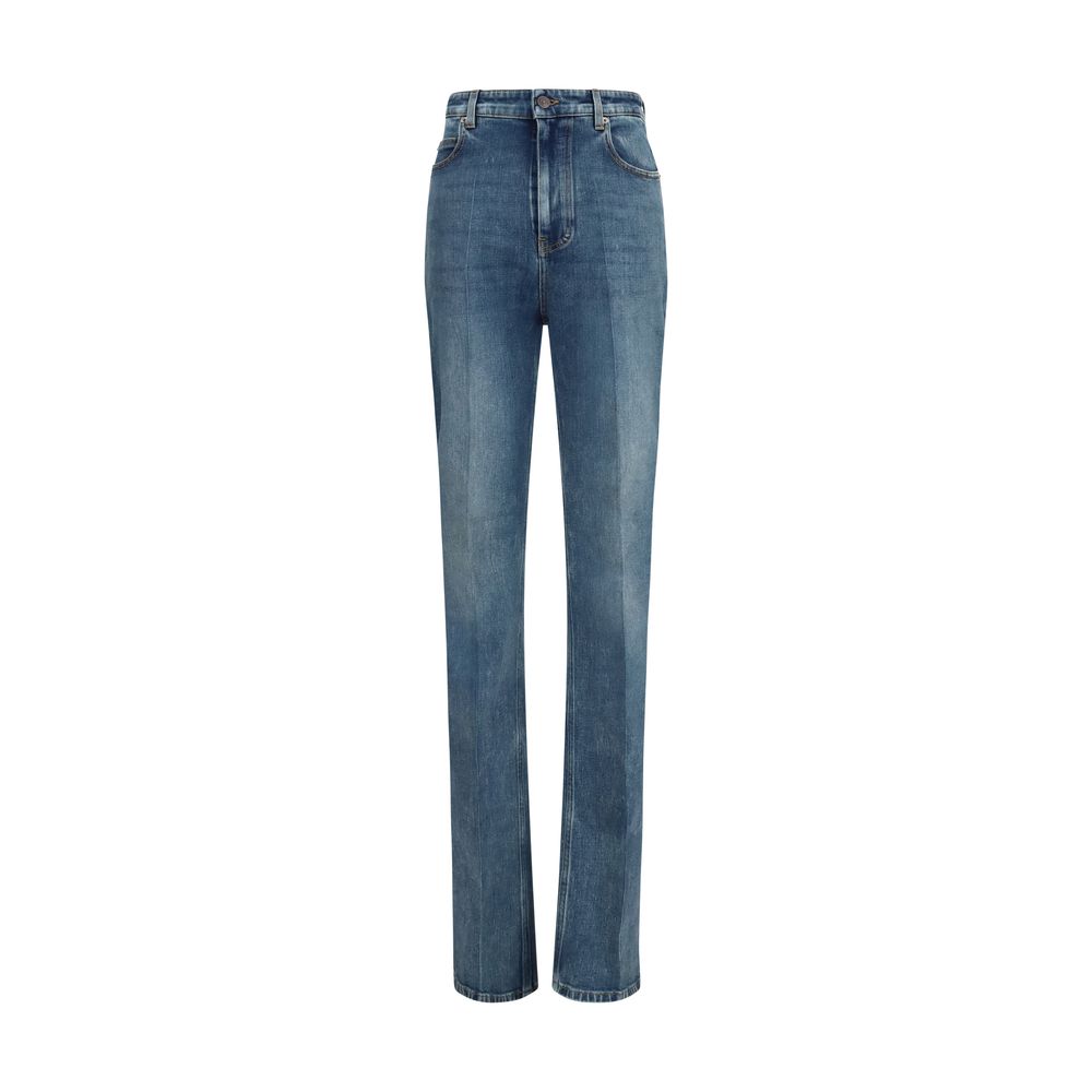 Balenciaga Blaue High-Waist Jeans aus Baumwolle-1