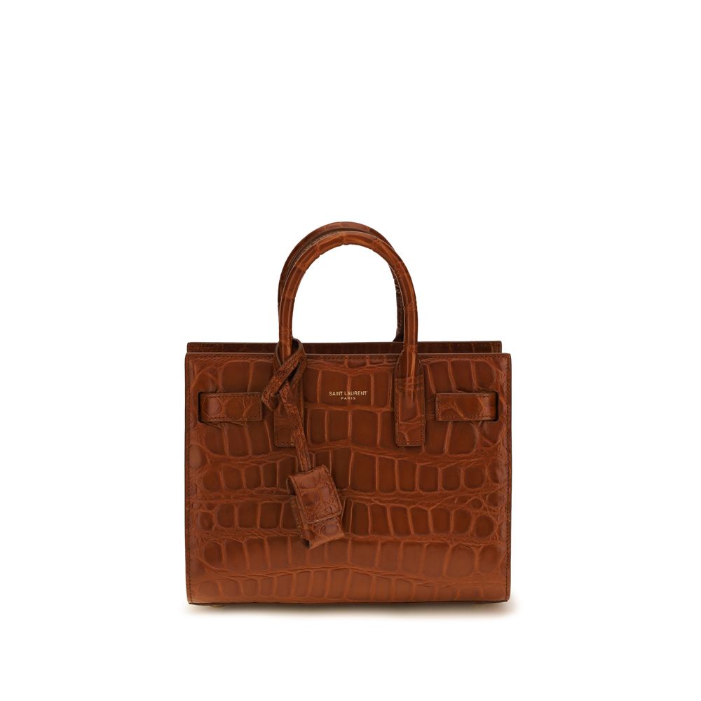 Saint Laurent Braune Kalbsleder Bos Taurus Handtasche-1