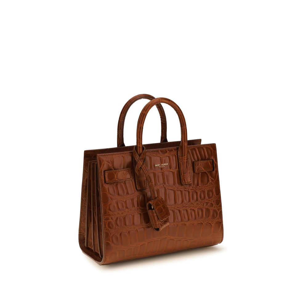 Saint Laurent Braune Kalbsleder Bos Taurus Handtasche-2