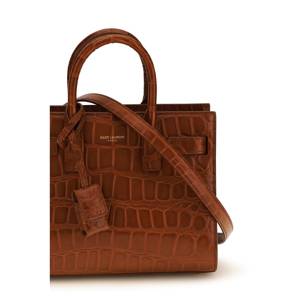 Saint Laurent Braune Kalbsleder Bos Taurus Handtasche-4