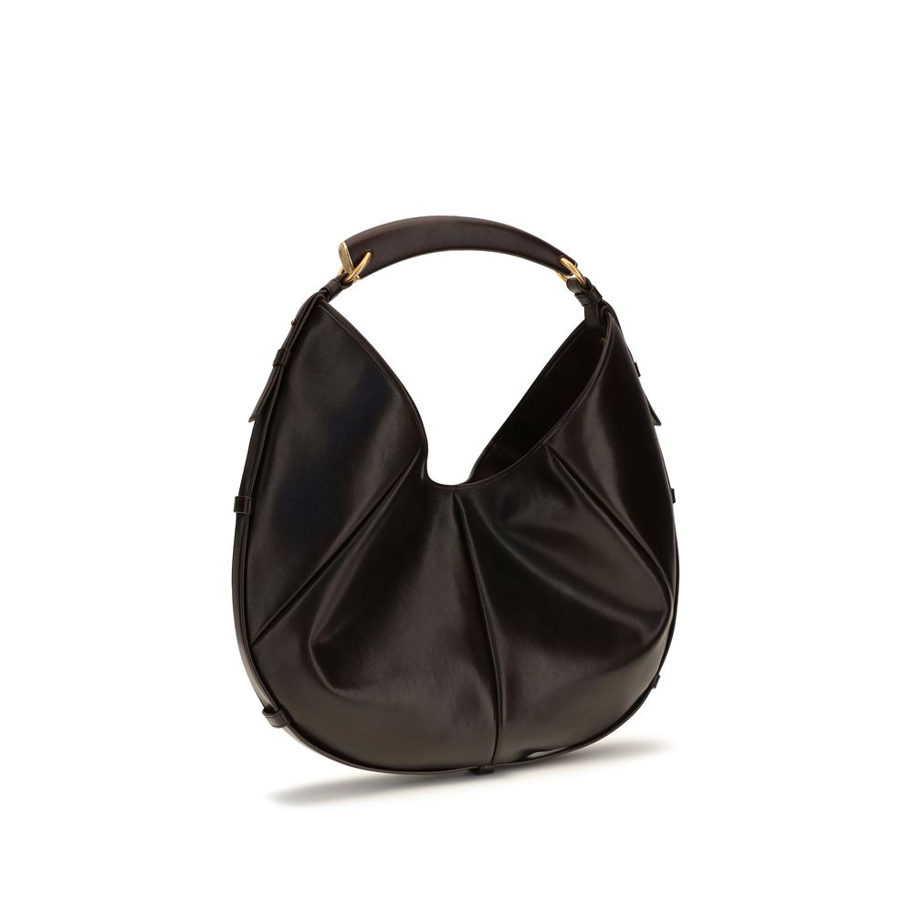 Saint Laurent Braune Kalbsleder Bos Taurus Schultertasche-2