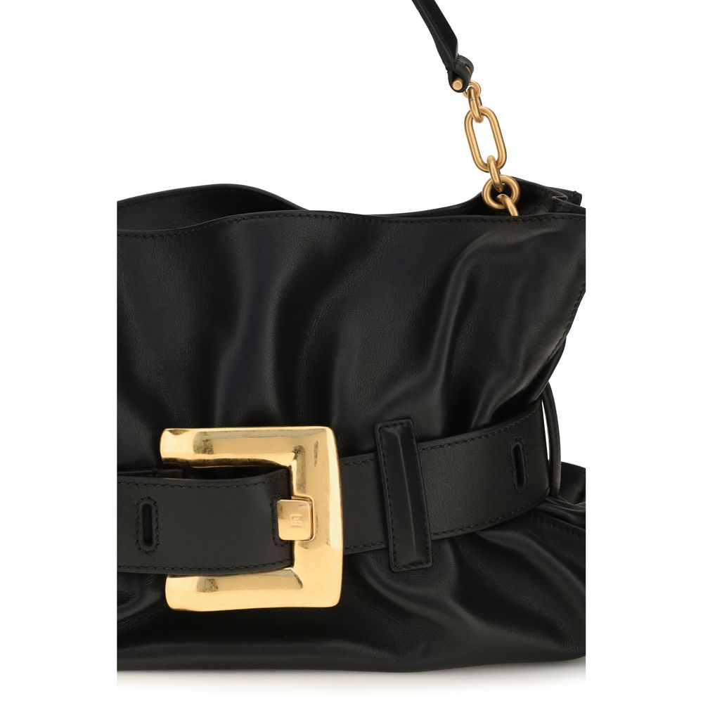 Balmain Black Bos Taurus Calfskin Shoulder Bag-4