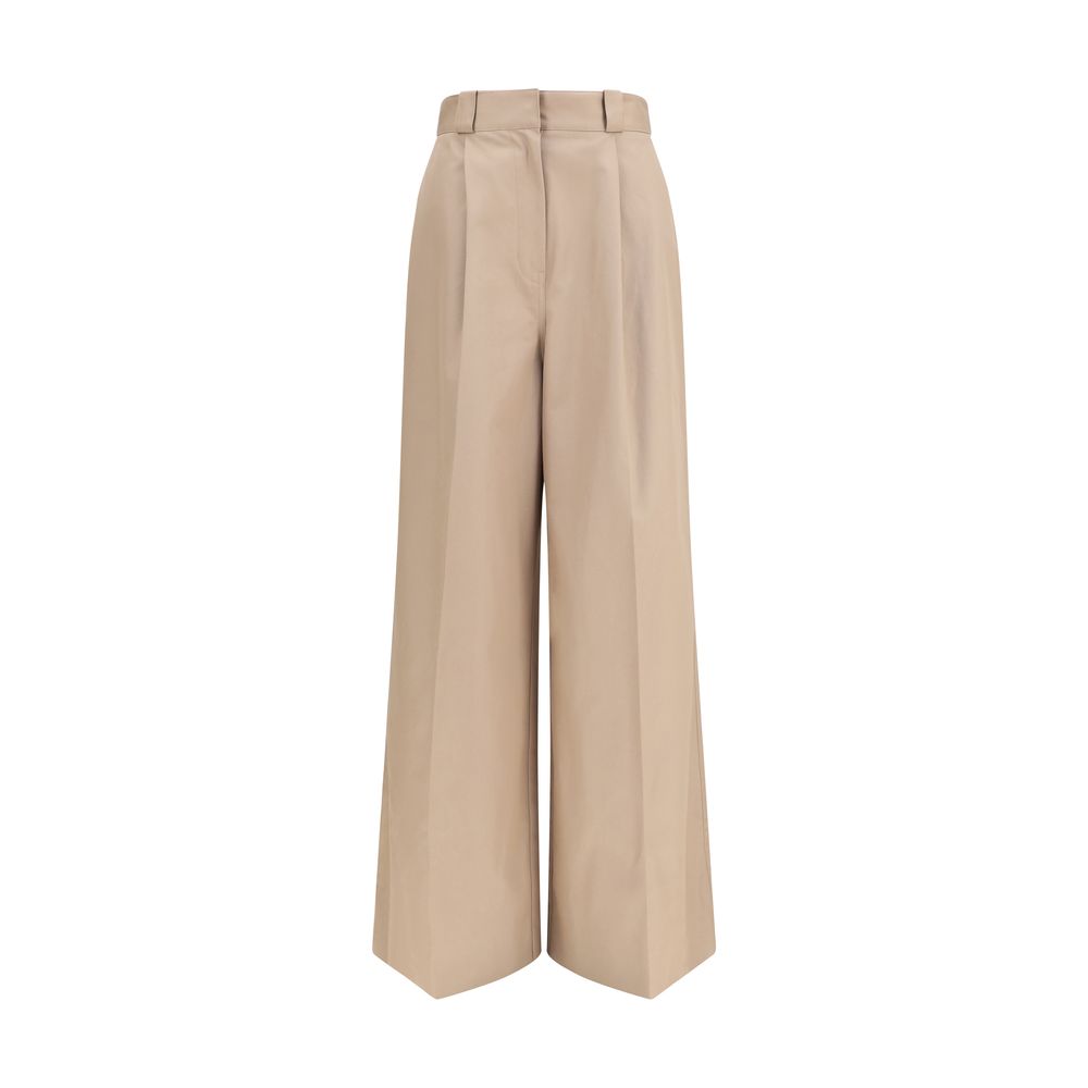Balenciaga Beige Cotton Flared Pants-1