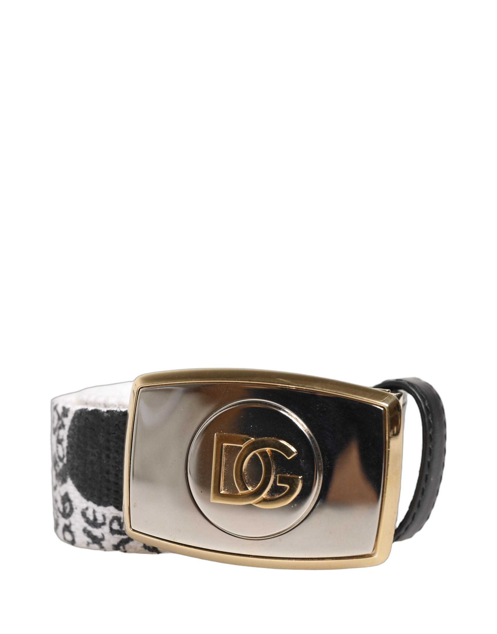 Dolce & Gabbana Weißer Gürtel mit Graffiti-Print und goldener Metallschnalle-2