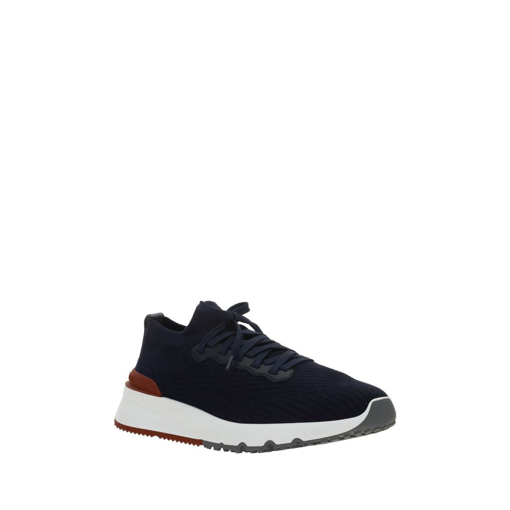 Brunello Cucinelli Blaue Low-Top-Sneaker aus Baumwolle-2