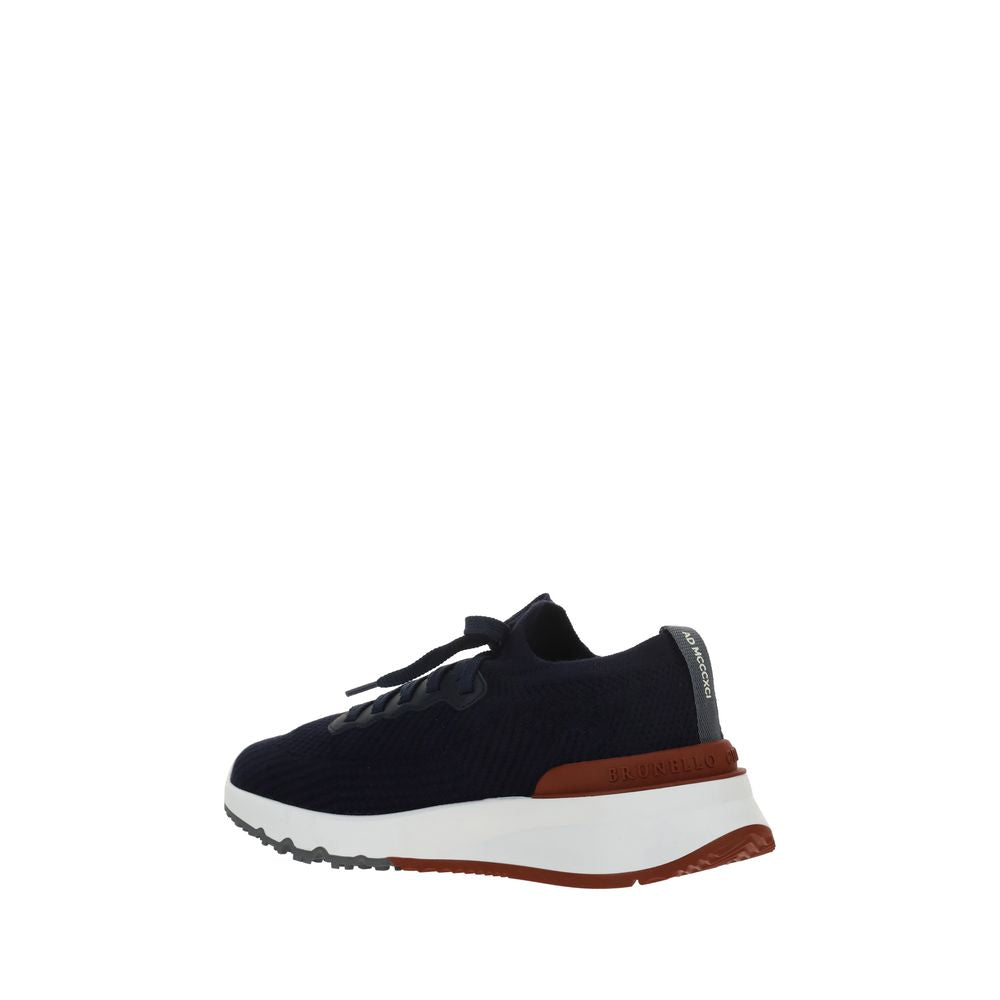 Brunello Cucinelli Blaue Low-Top-Sneaker aus Baumwolle-3