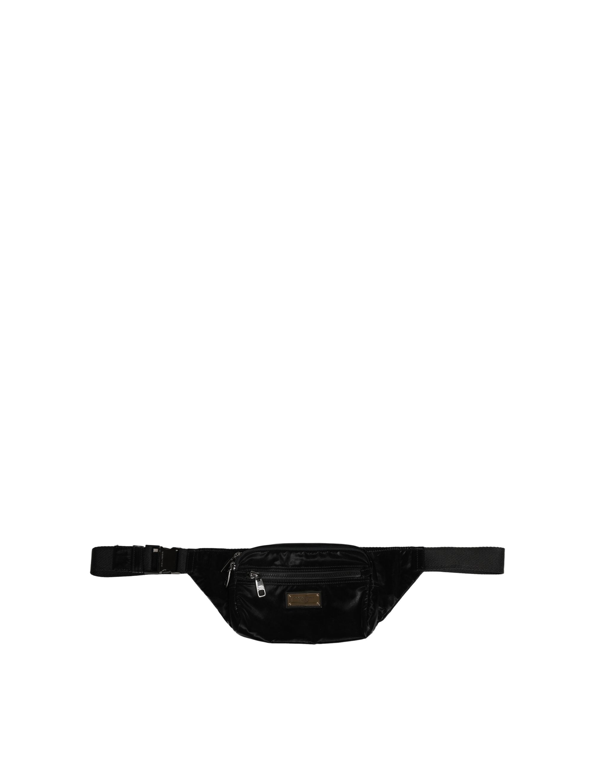 Dolce & Gabbana Schwarze Nylon Bauchtasche mit Messingplakette für Herren-3