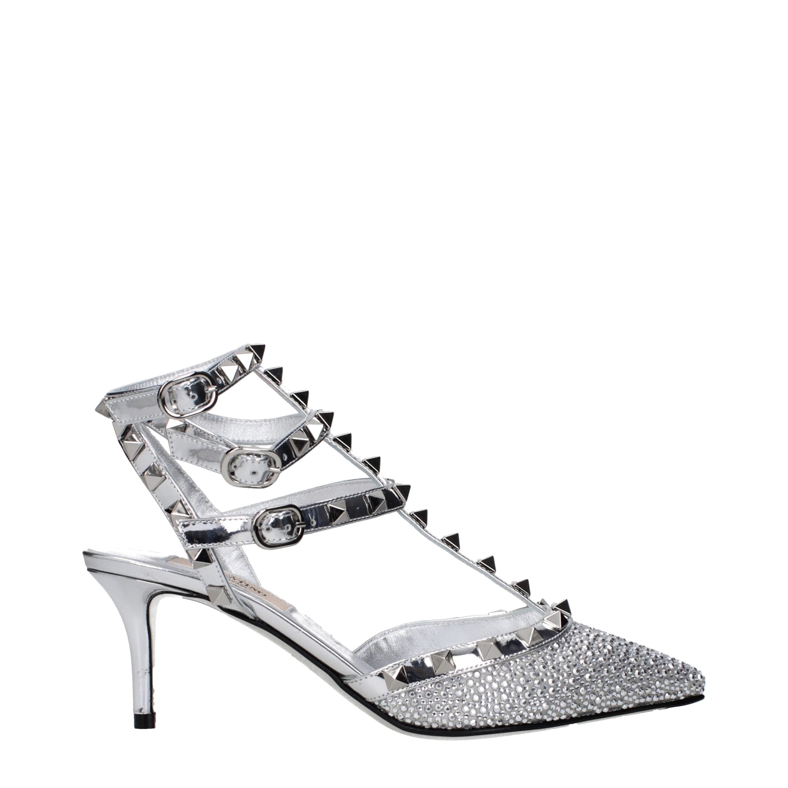 Valentino Garavani Grey Leather Stiletto Sandals-1