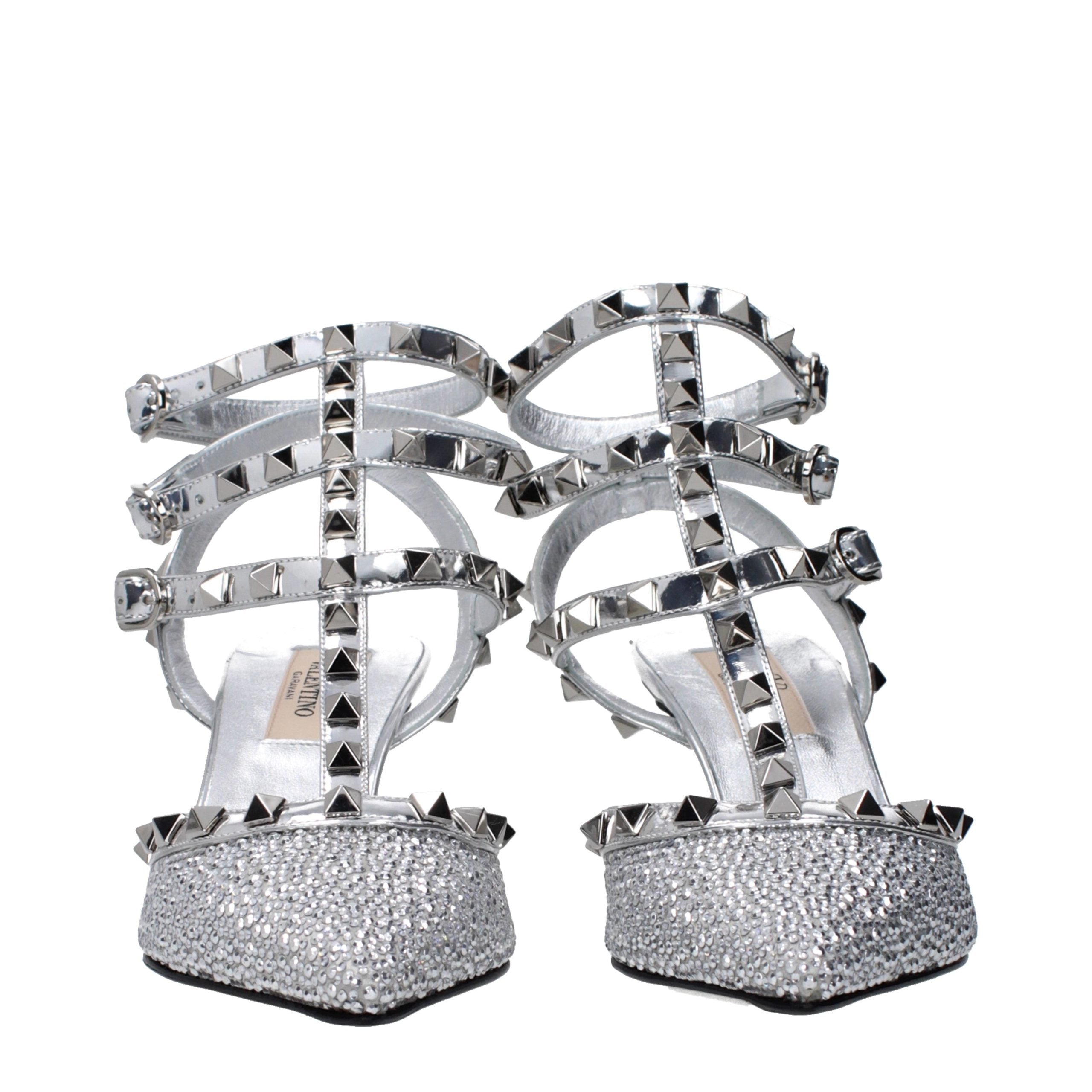 Valentino Garavani Grey Leather Stiletto Sandals-3