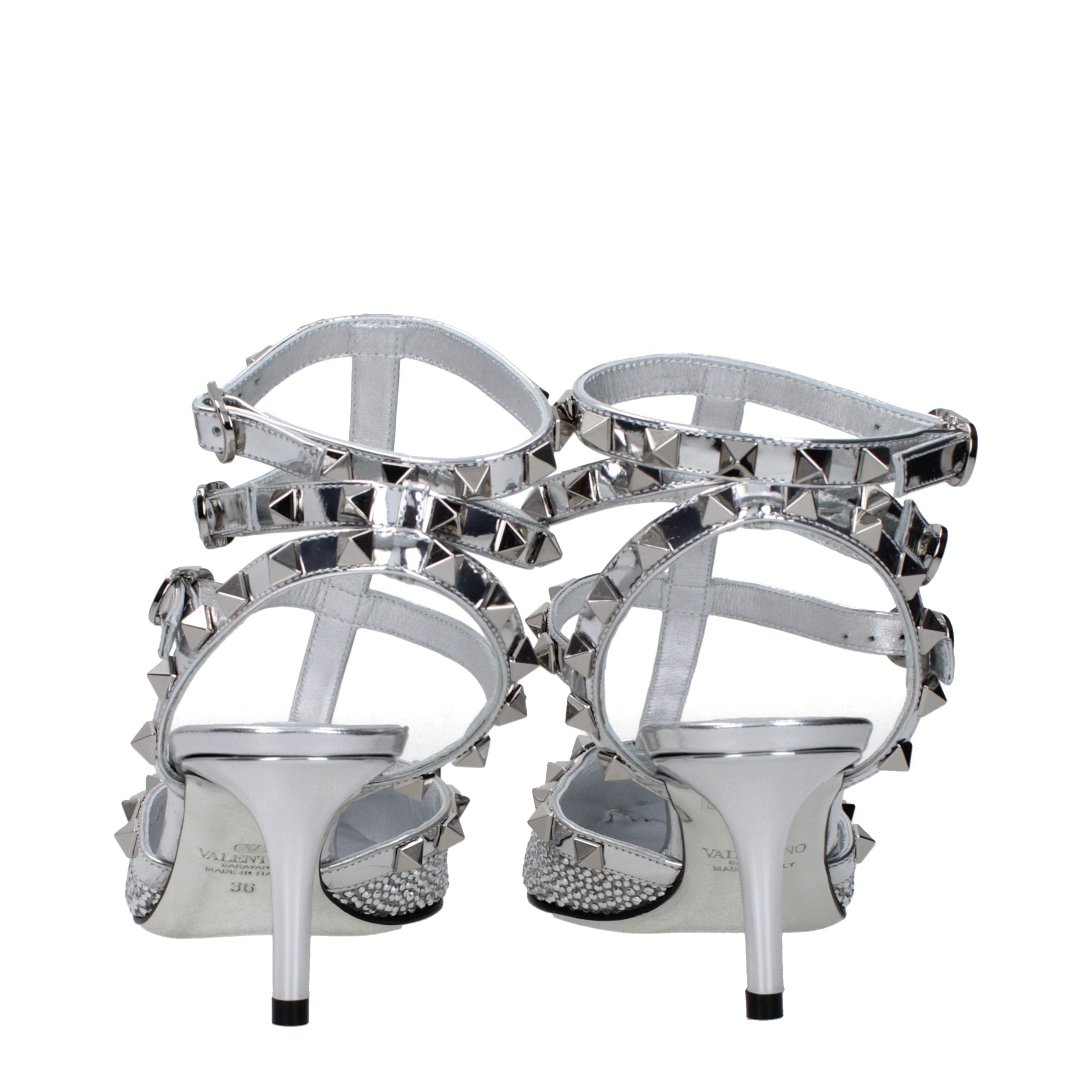 Valentino Garavani Grey Leather Stiletto Sandals-5