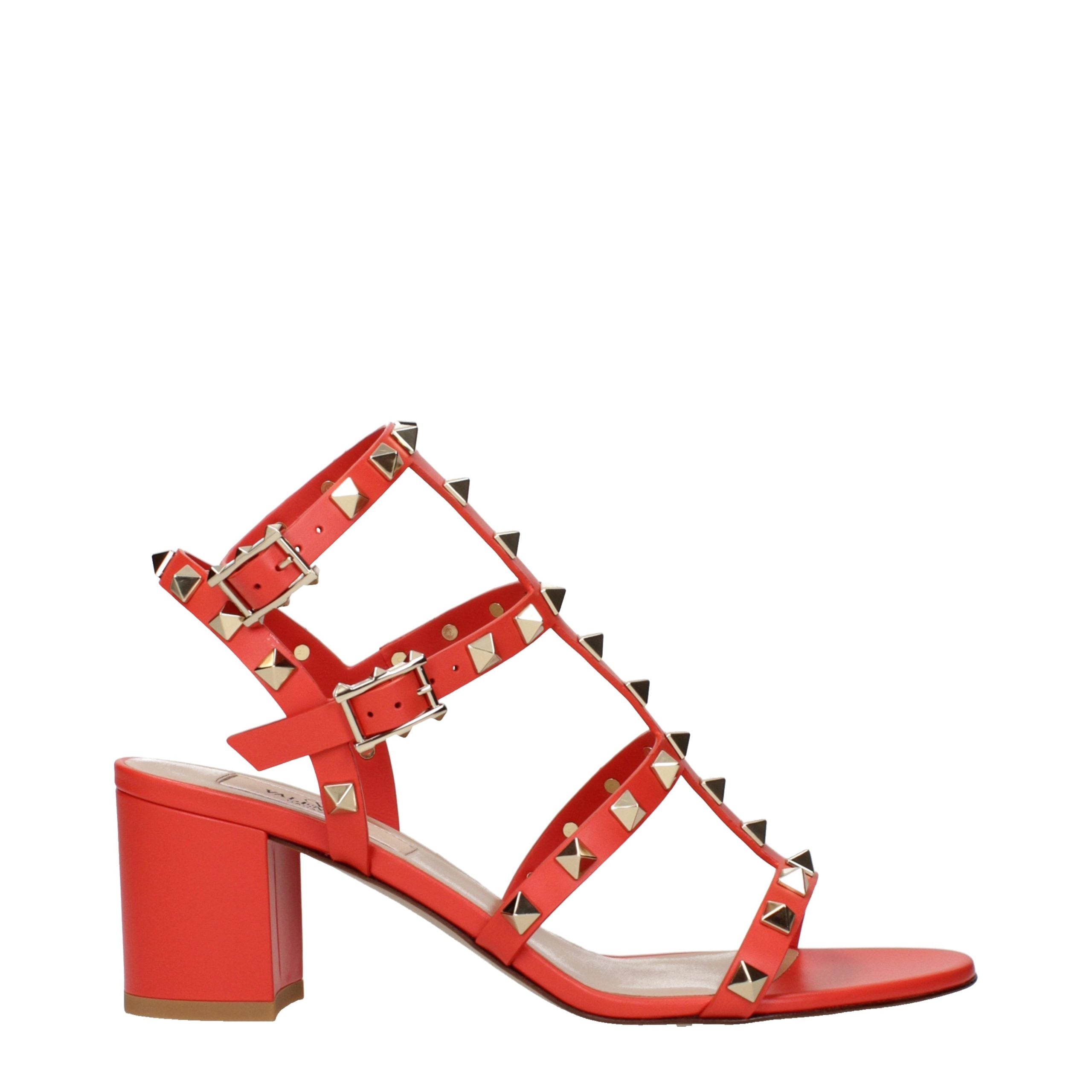 Valentino Garavani Orange Leder Plateau-Sandalen-1