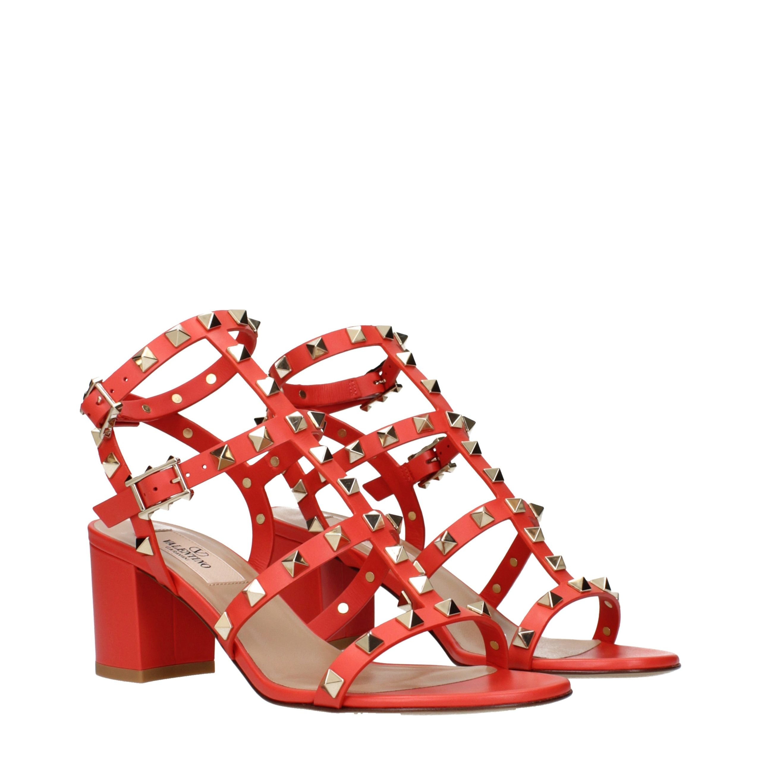 Valentino Garavani Orange Leder Plateau-Sandalen-2