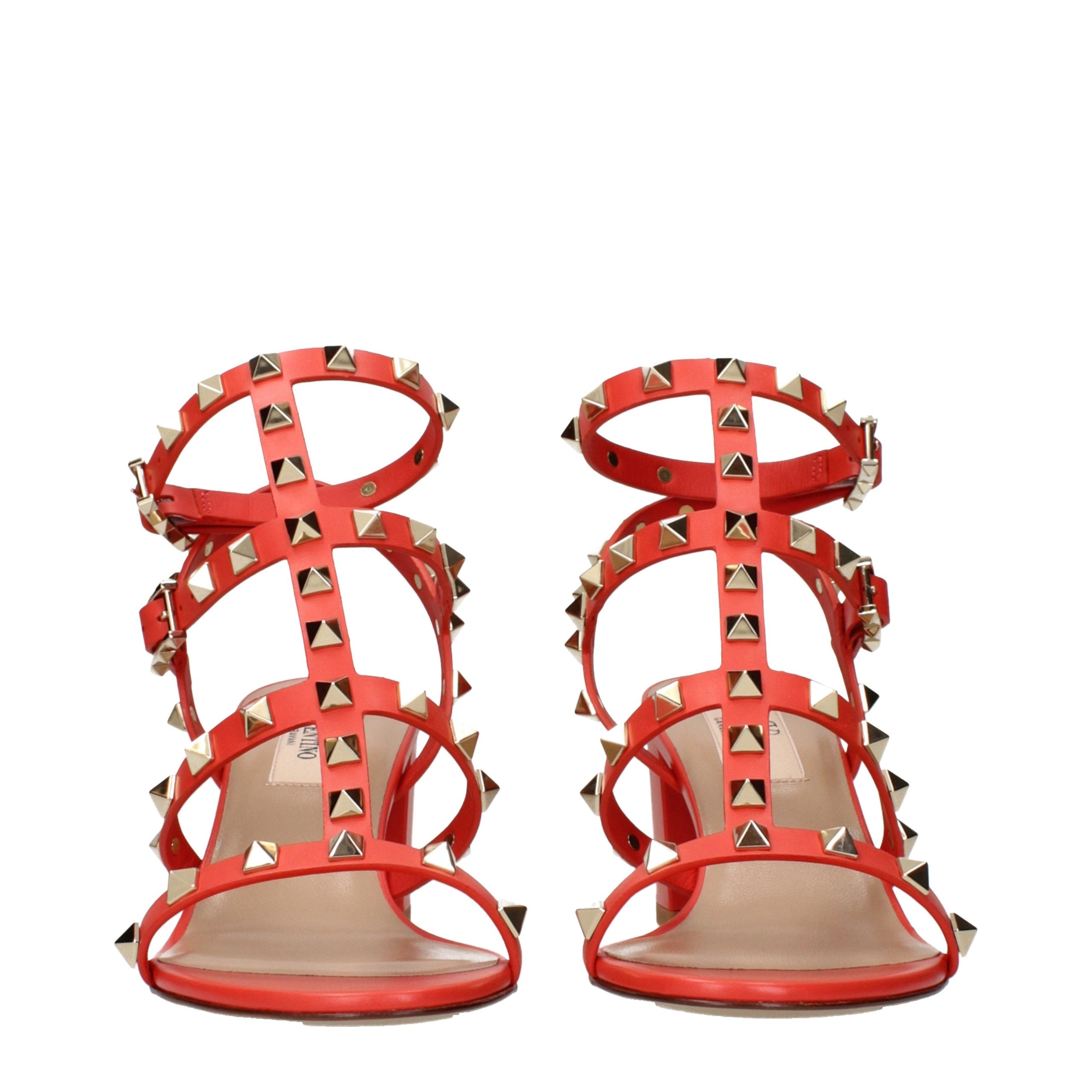 Valentino Garavani Orange Leder Plateau-Sandalen-3