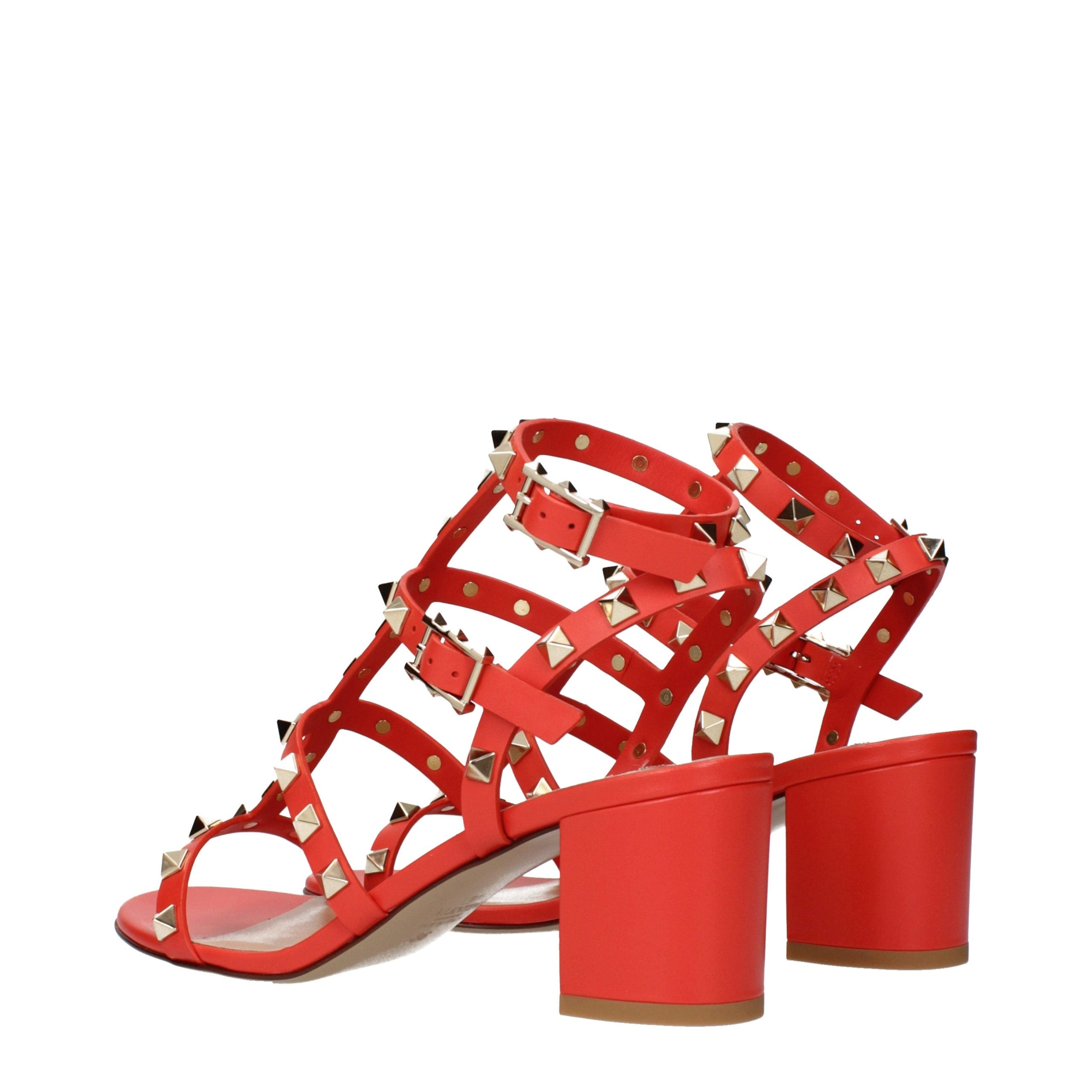 Valentino Garavani Orange Leder Plateau-Sandalen-4