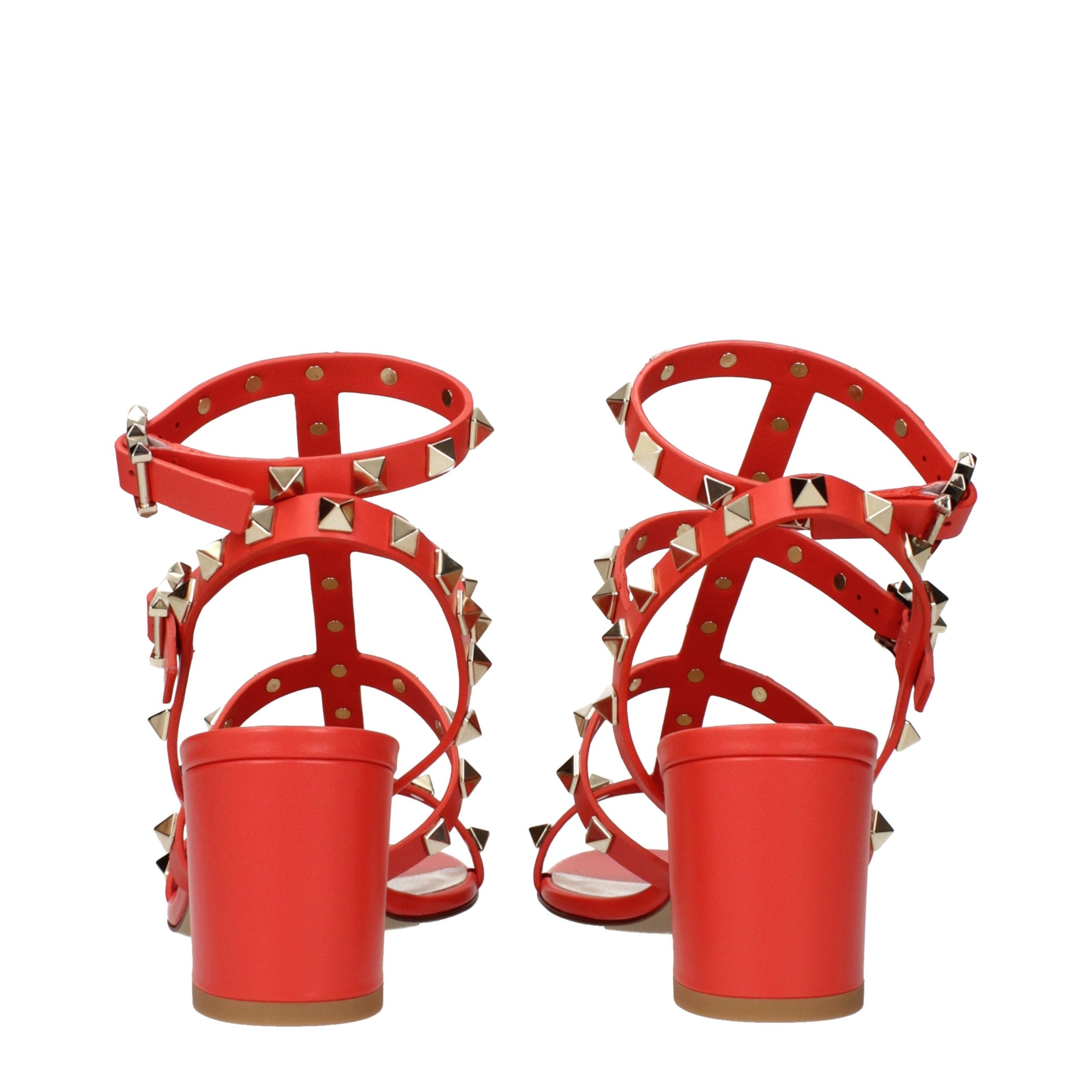 Valentino Garavani Orange Leder Plateau-Sandalen-5