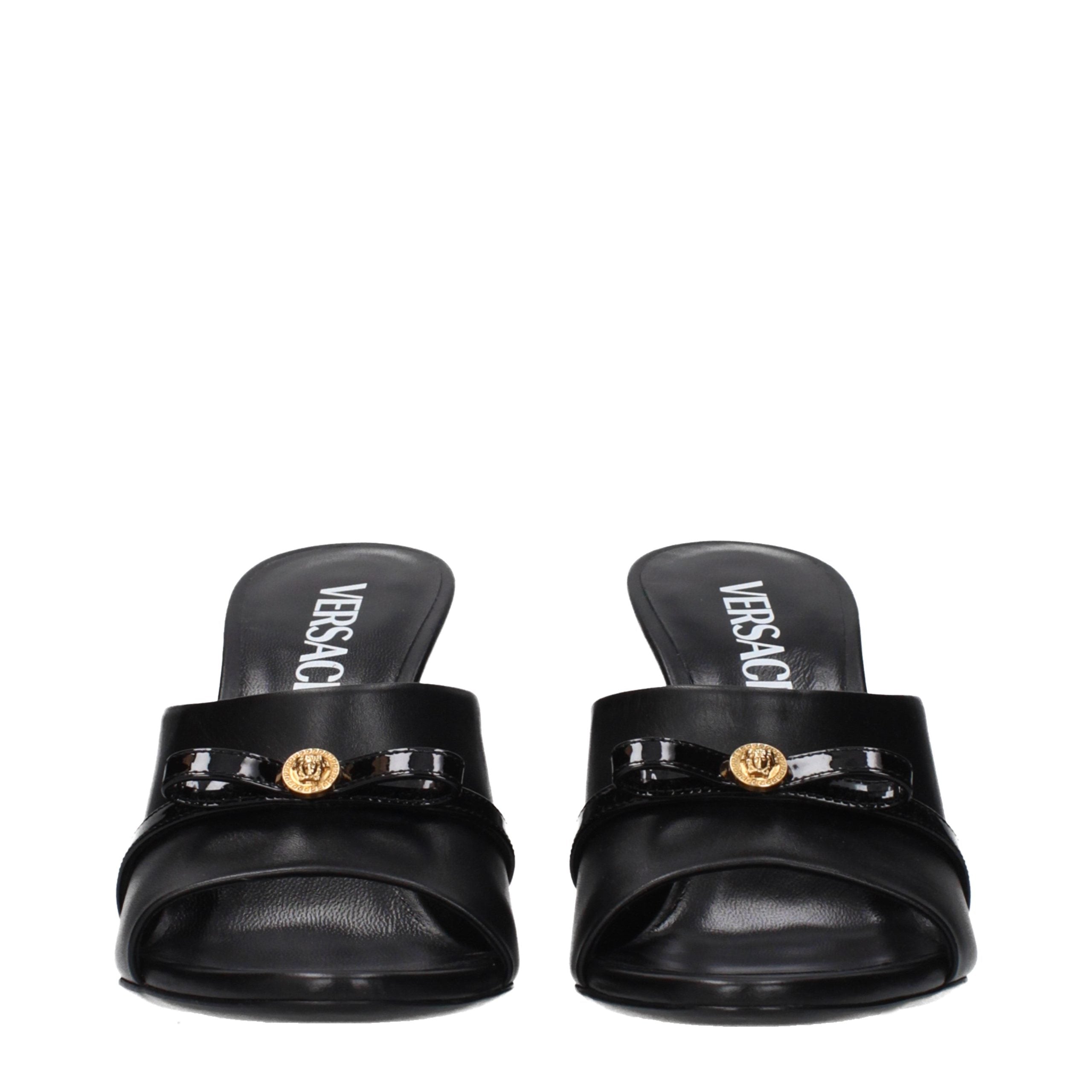Versace Schwarze Keilsandalen aus Leder-3