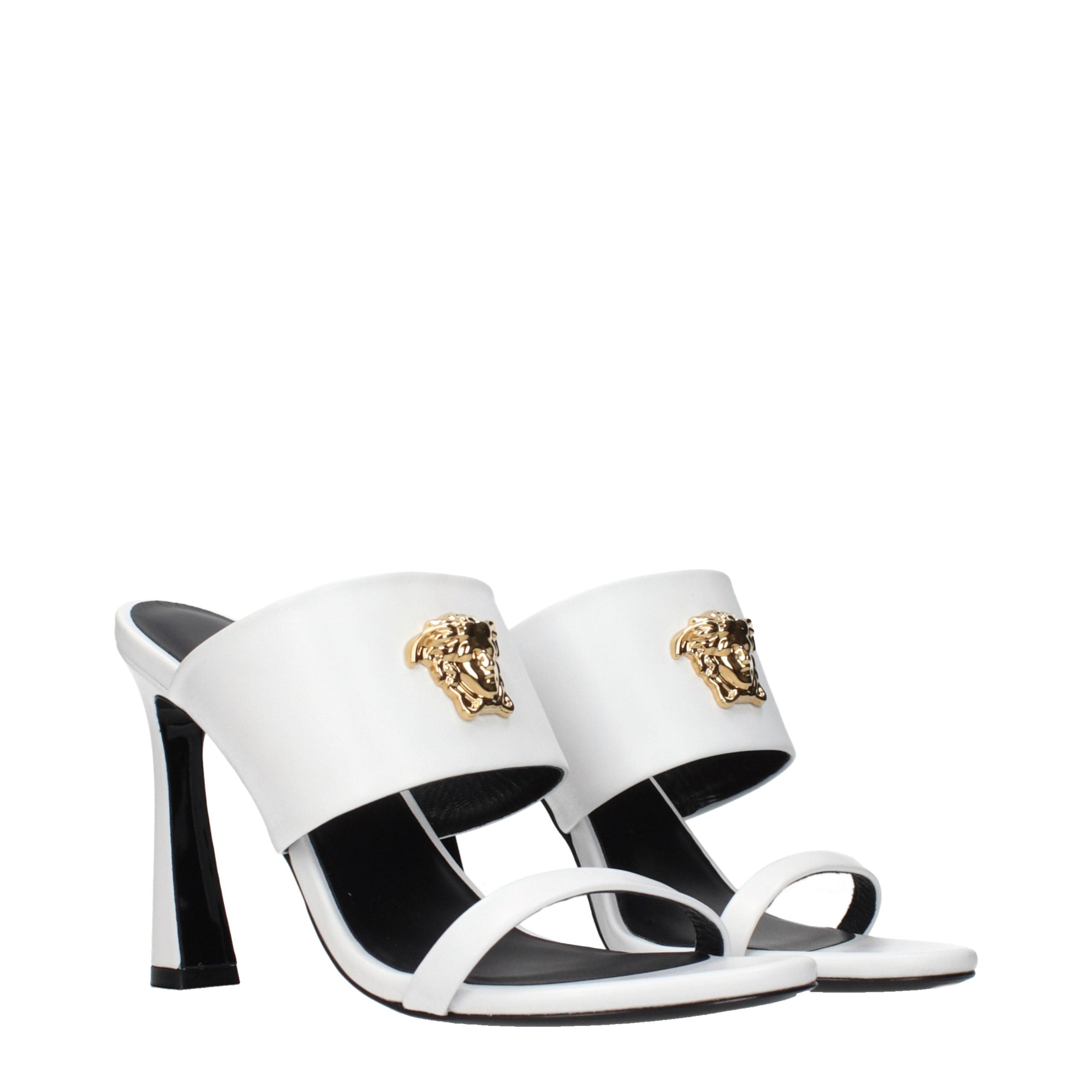 Versace Weiße Leder-Stiletto-Sandalen-2