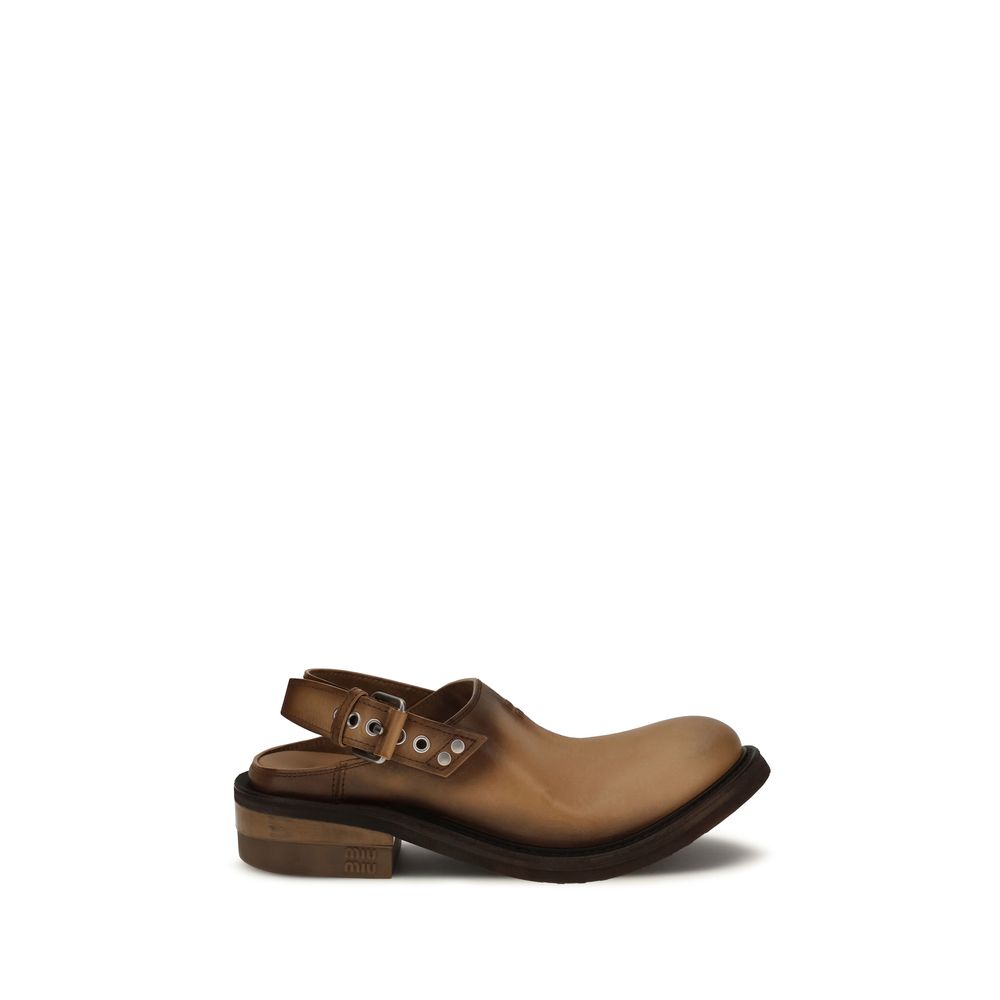 Miu Miu Braune Kalbsleder Bos Taurus Mules-1