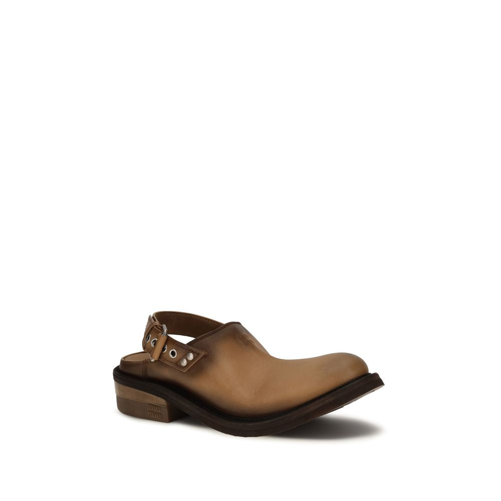Miu Miu Braune Kalbsleder Bos Taurus Mules-2