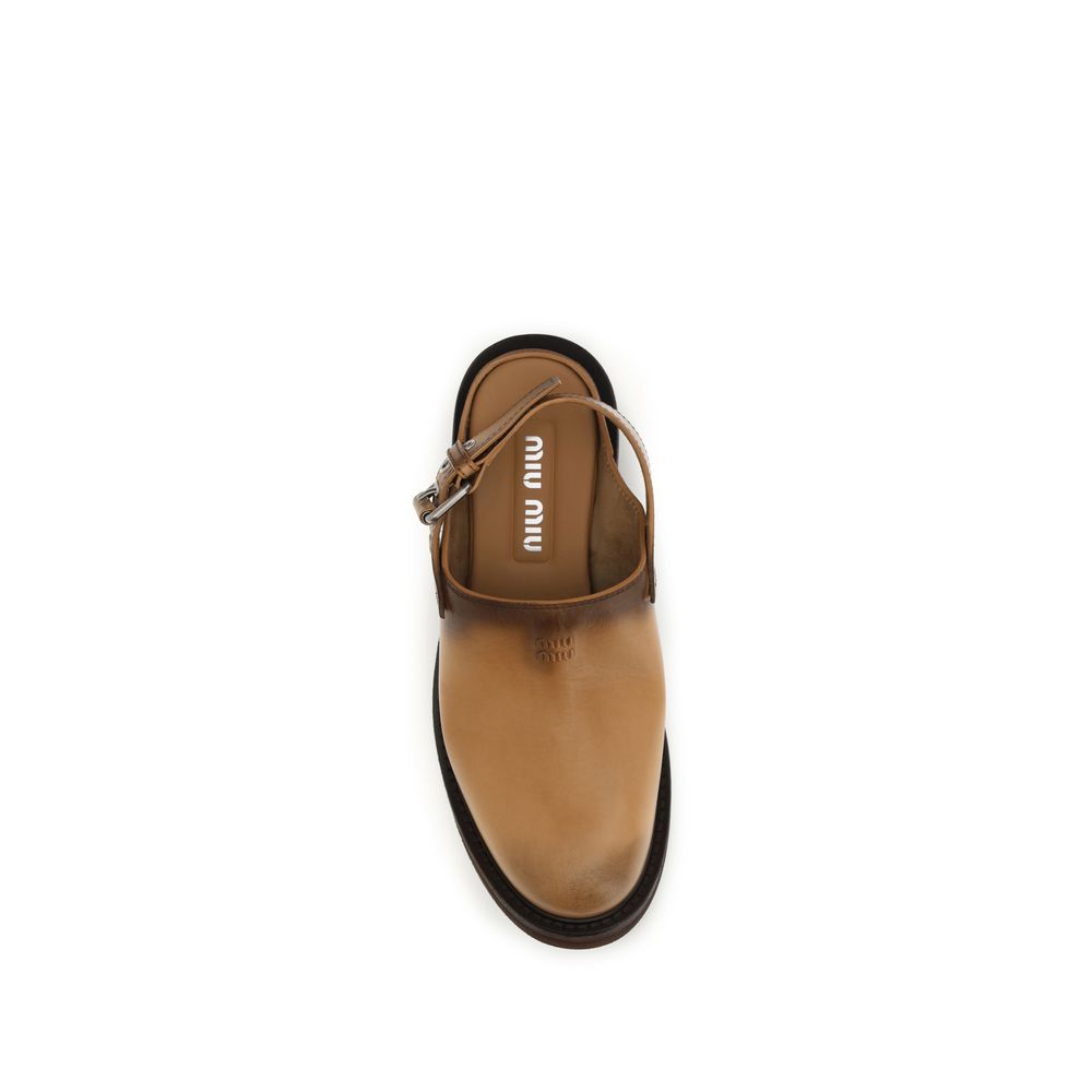 Miu Miu Braune Kalbsleder Bos Taurus Mules-4