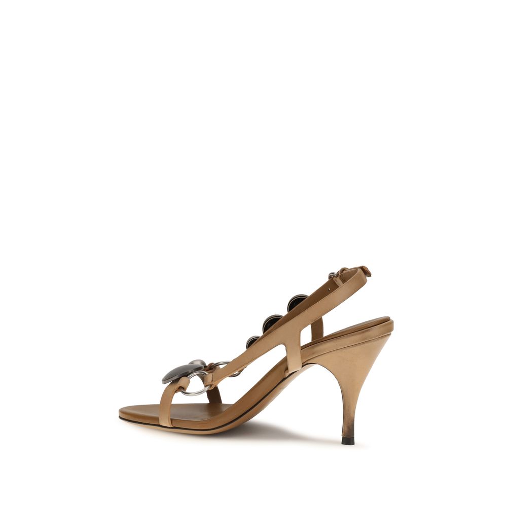 Miu Miu Braune Kalbsleder Bos Taurus Stiletto-Sandalen-3