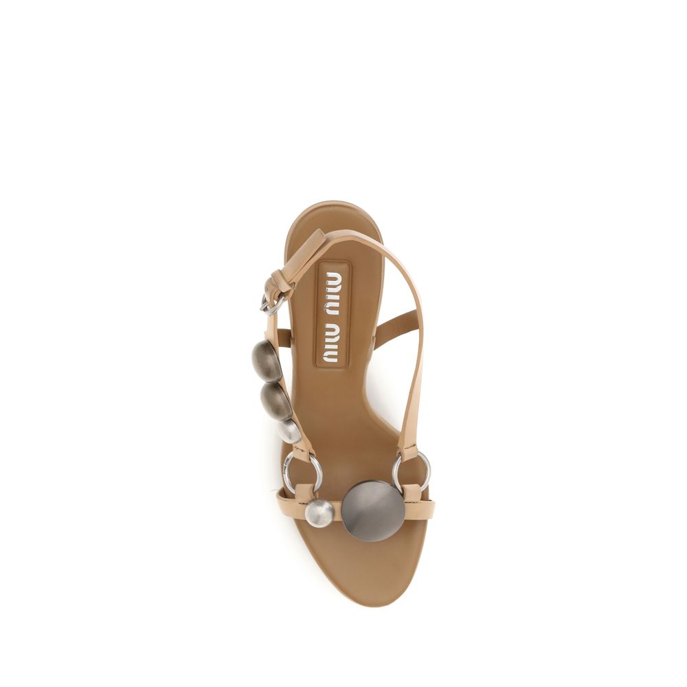 Miu Miu Braune Kalbsleder Bos Taurus Stiletto-Sandalen-4
