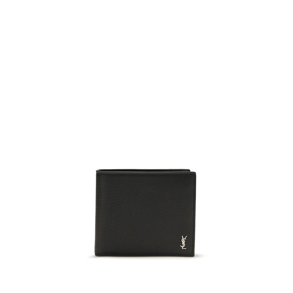 Saint Laurent Schwarzes Kalbsleder Bos Taurus Portemonnaie
