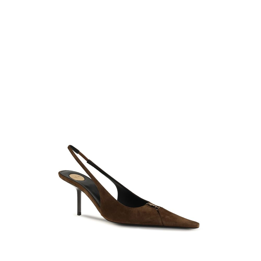 Saint Laurent Braune Kalbsleder Bos Taurus High Heel Pumps-2