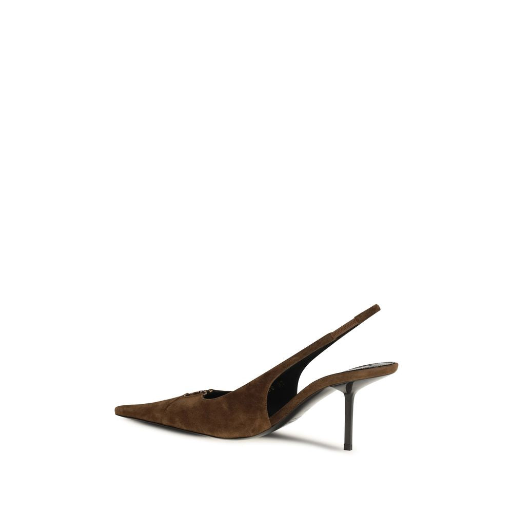 Saint Laurent Braune Kalbsleder Bos Taurus High Heel Pumps-3