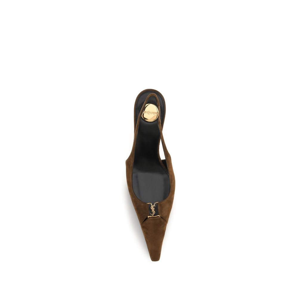 Saint Laurent Braune Kalbsleder Bos Taurus High Heel Pumps-4