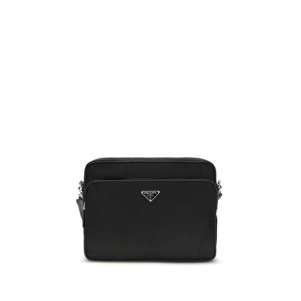 Prada Schwarze Schultertasche aus recyceltem Polyamid-1