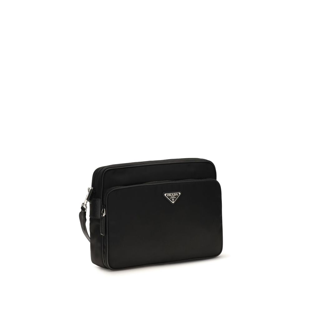 Prada Schwarze Schultertasche aus recyceltem Polyamid-2