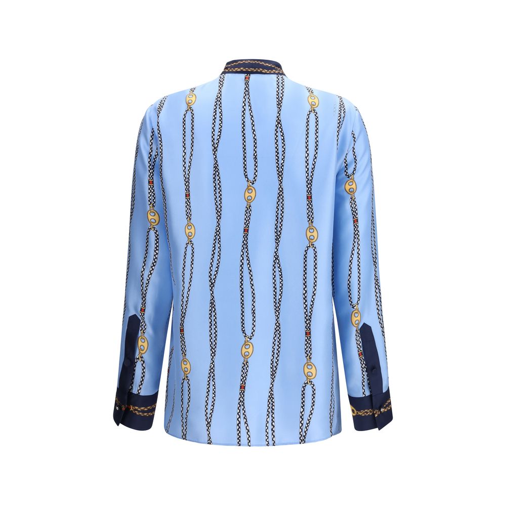 Gucci Blaues Hemd mit Seidenmuster-2