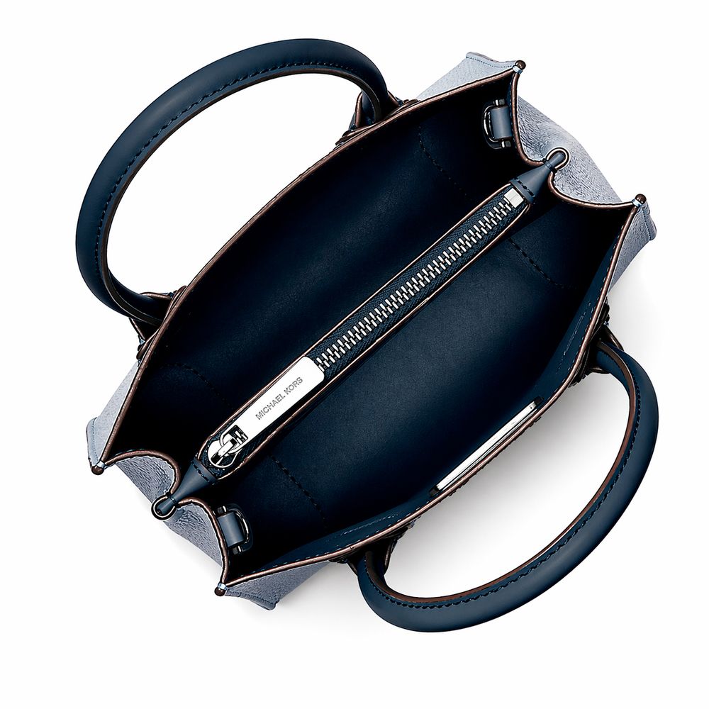 Michael Kors Blaue Pelz Handtasche-3