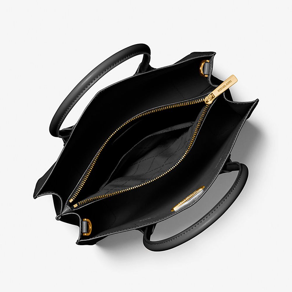 Michael Kors Schwarze Pelzhandtasche-3