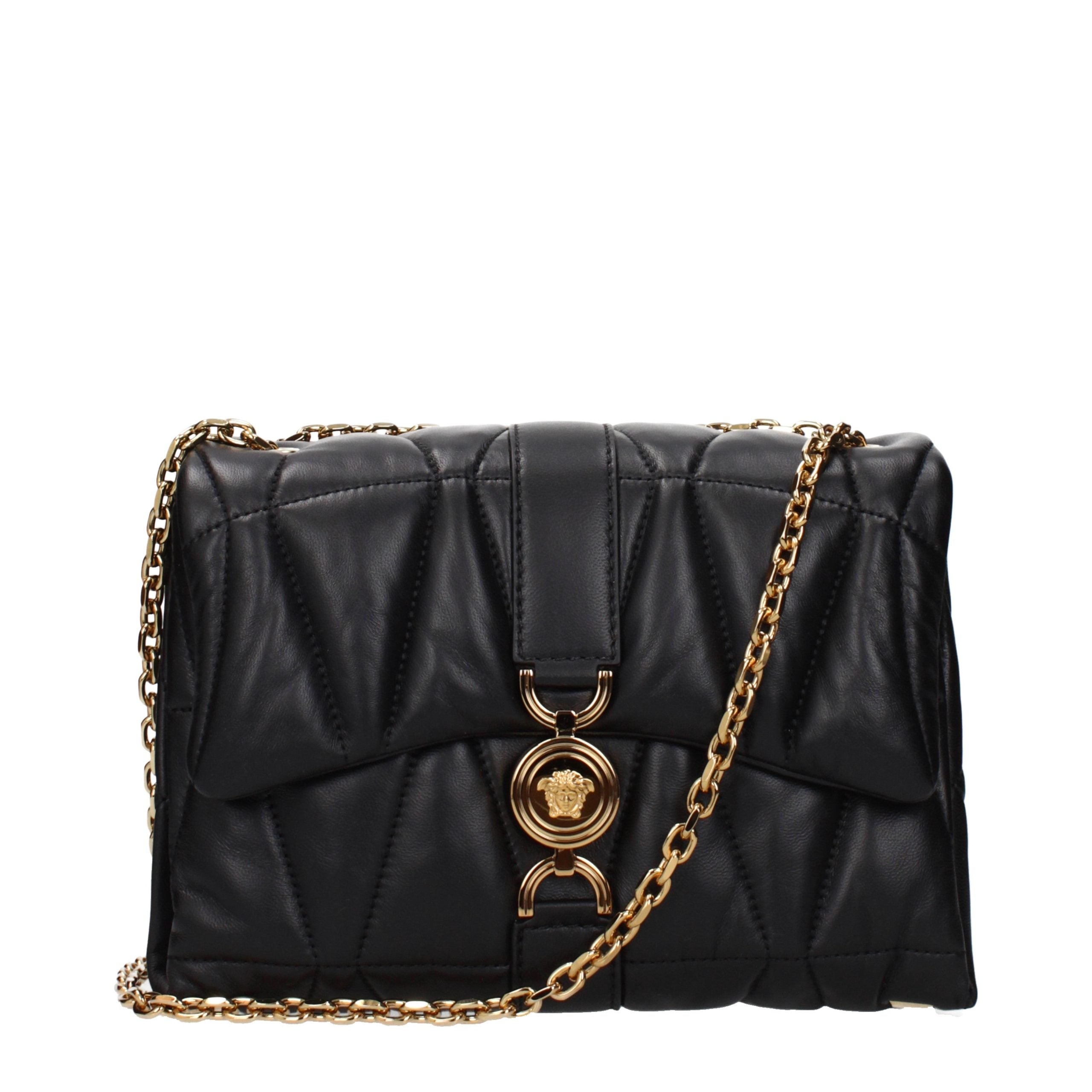 Versace Schwarze Leder Umhängetasche-1