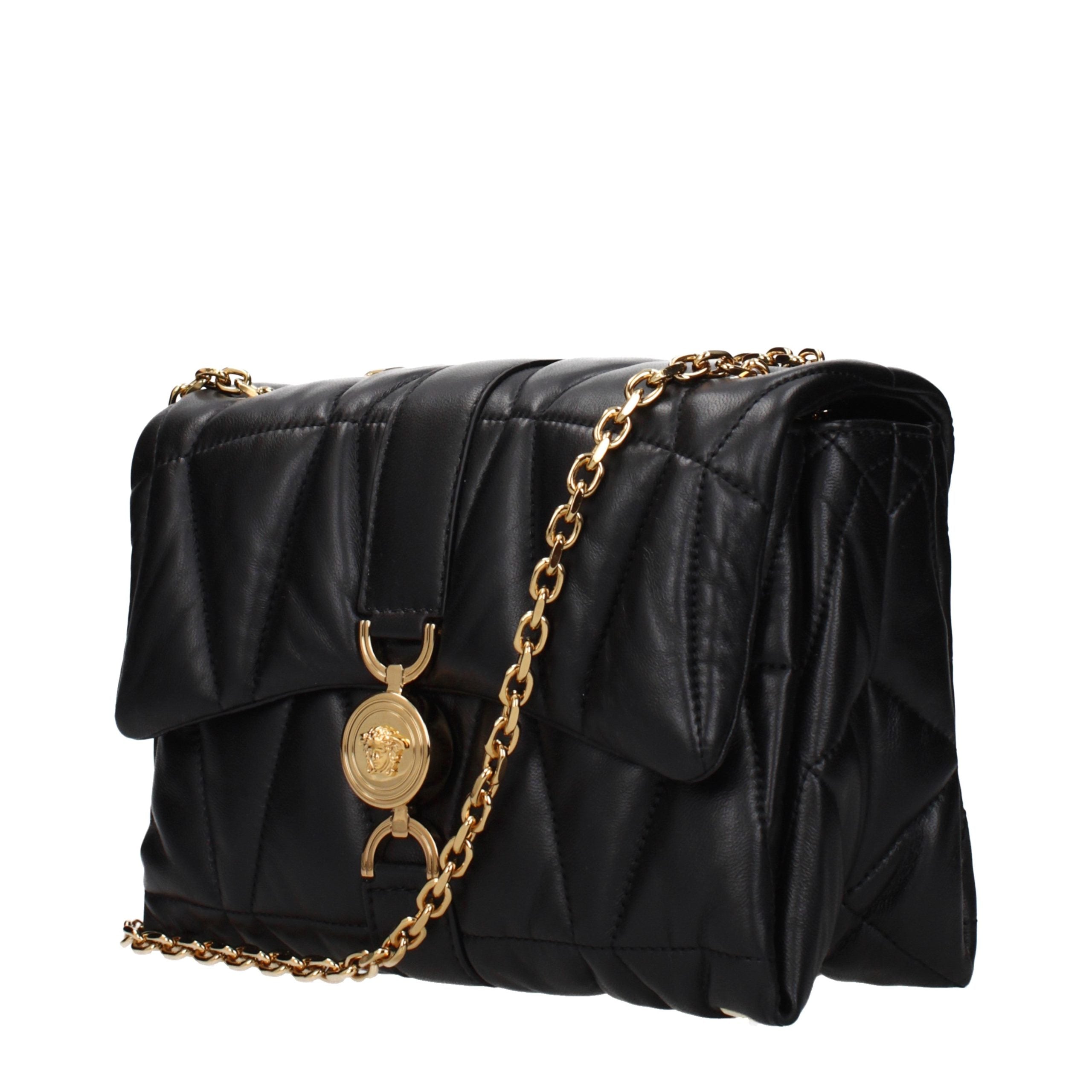 Versace Schwarze Leder Umhängetasche-2