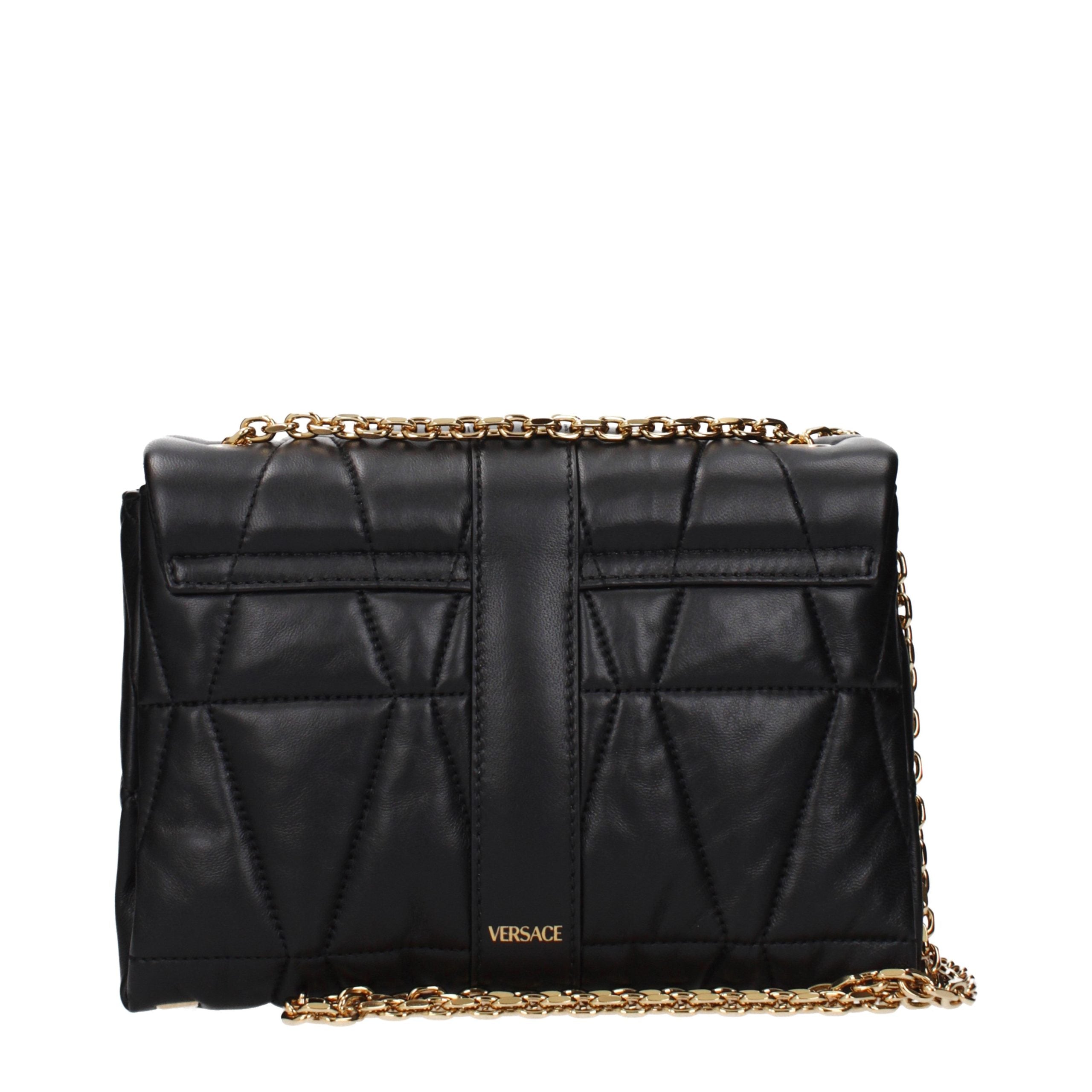 Versace Schwarze Leder Umhängetasche-3