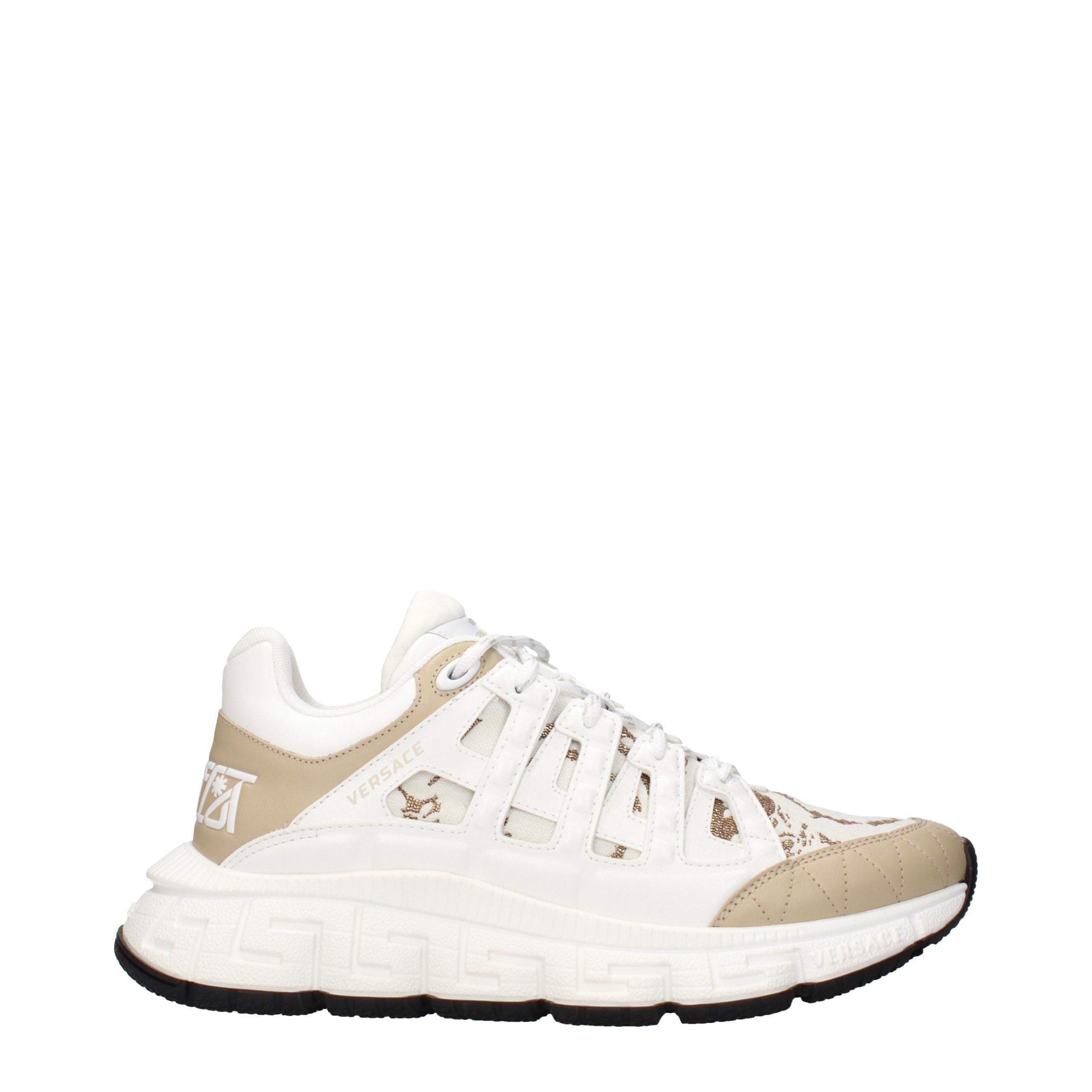 Versace White Athletic-Look Fabric Sneakers-1