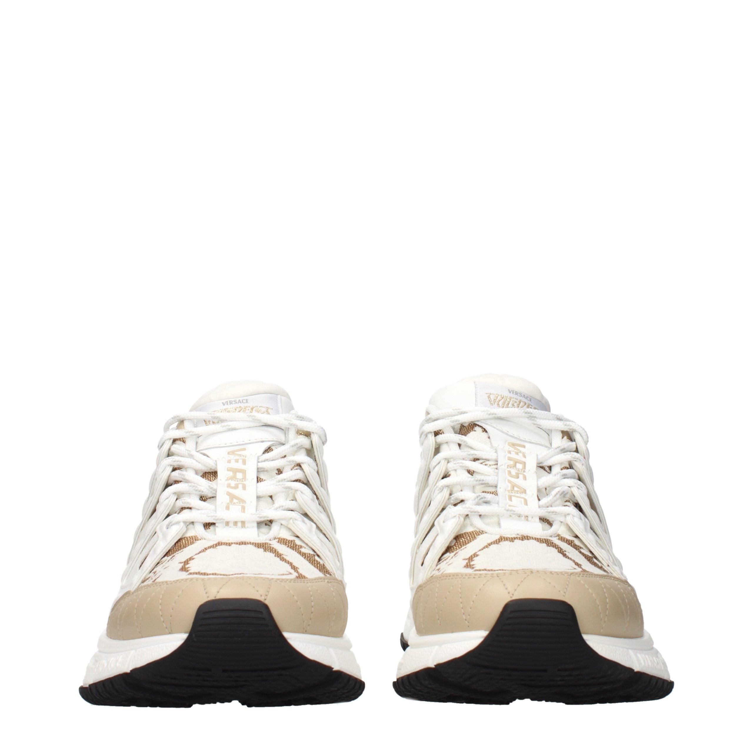 Versace White Athletic-Look Fabric Sneakers-3