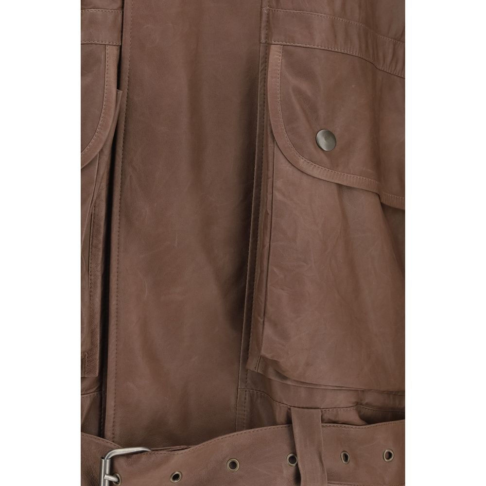 Calvin Klein Braune Lammlederjacke Ovis Aries Aries-3