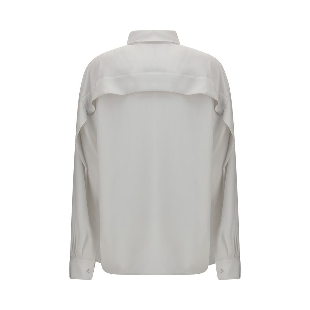 Calvin Klein Weißes Seidenhemd-2
