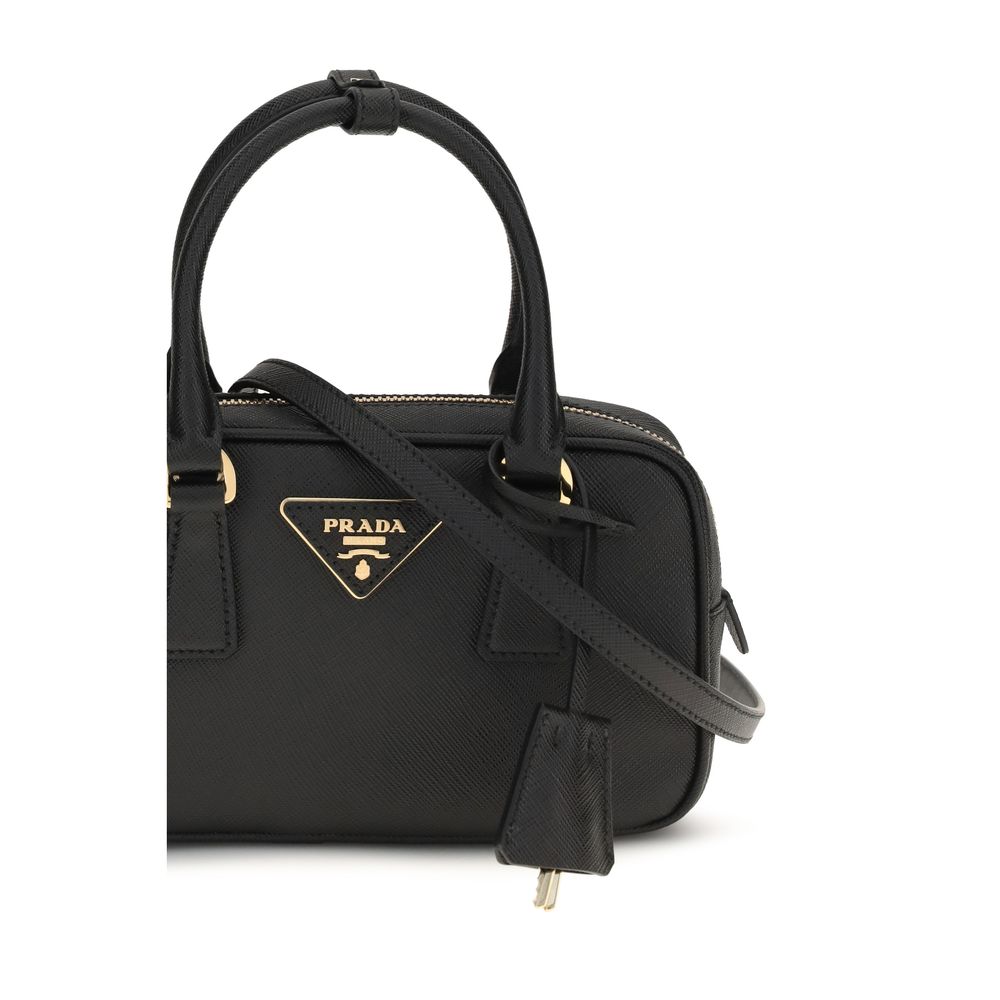 Prada Schwarze Kalbsleder Bos Taurus Handtasche-4