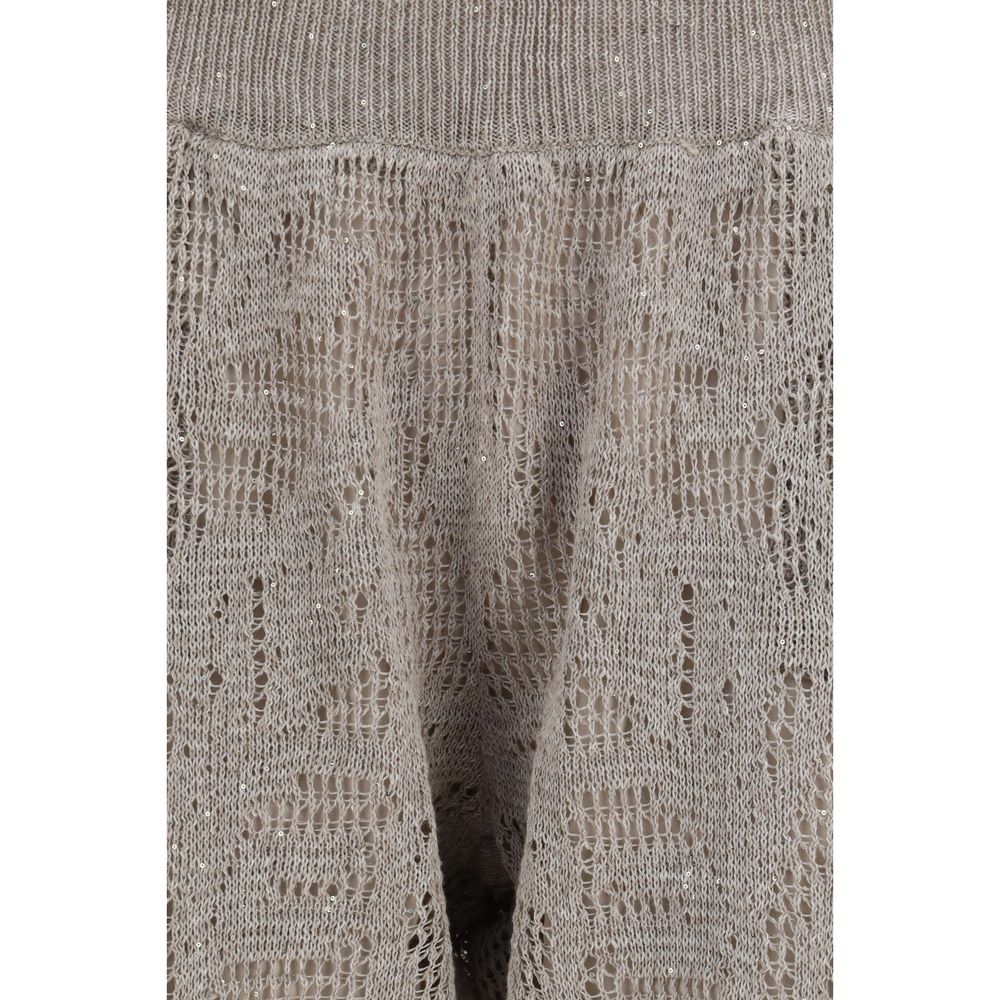Brunello Cucinelli Beige Leinen Freizeithose-3