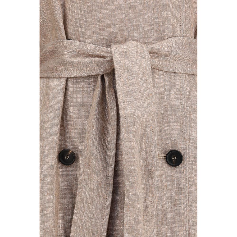 Brunello Cucinelli Mehrfarbiger Trenchcoat aus Leinen-3
