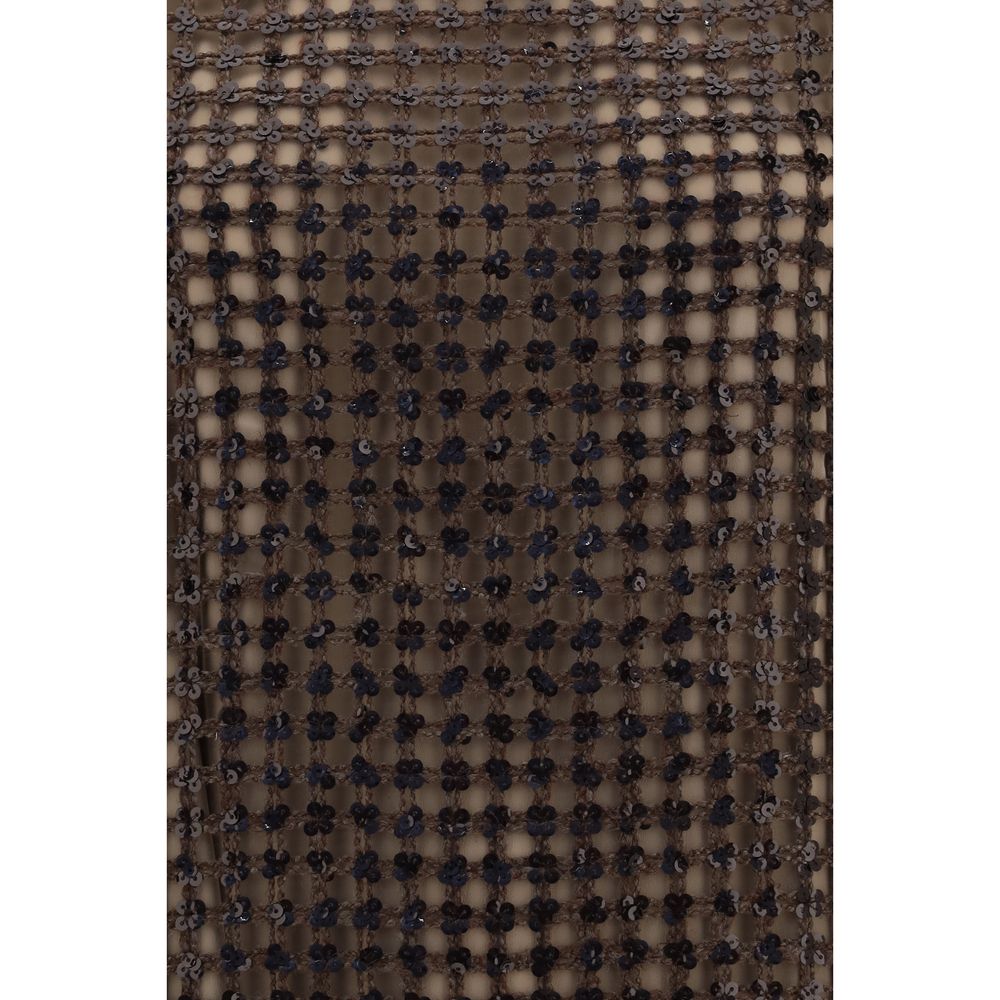 Brunello Cucinelli Braunes Seiden-Cocktailkleid-3
