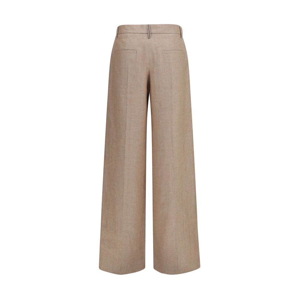 Brunello Cucinelli Beige Leinen Freizeithose-2